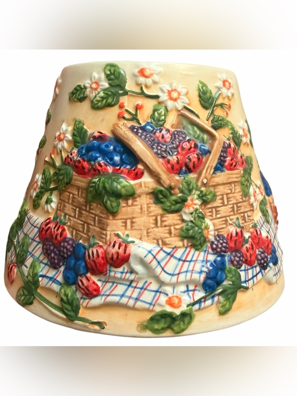 Vintage McKenna Design Berry Picnic Candle Topper Cottagecore Country
